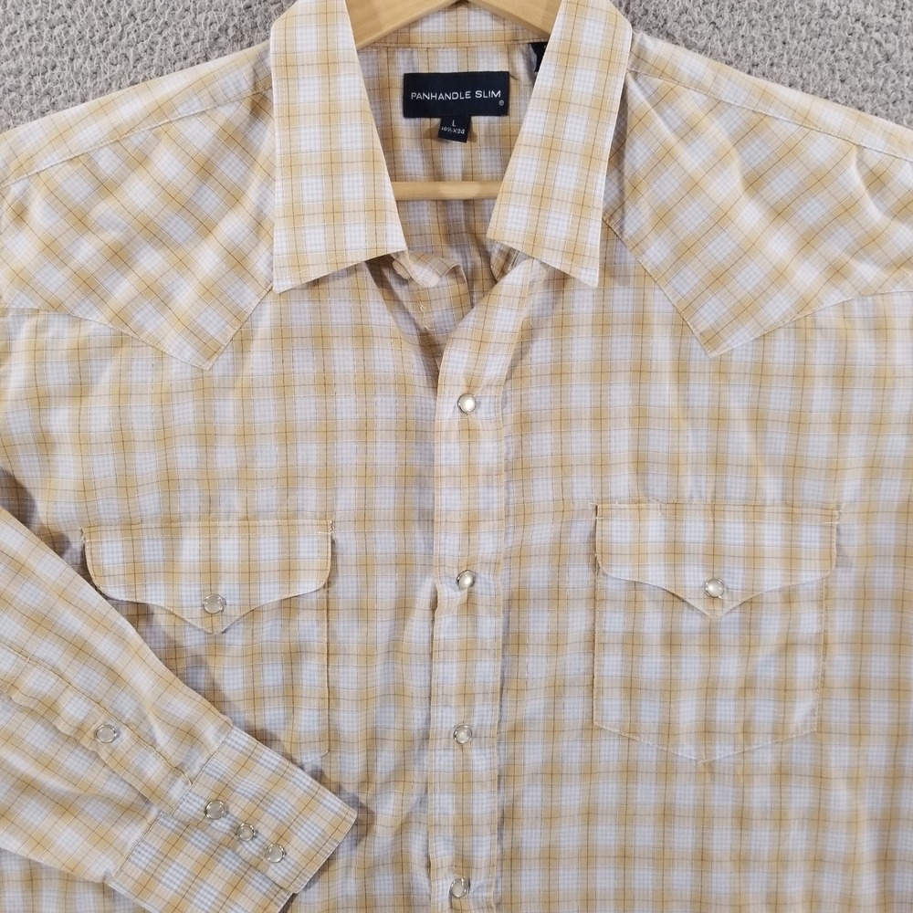 Panhandle Slim Pearl Snap Shirt Mens Large Plaid Western Rodeo Ranch Long Sleeve